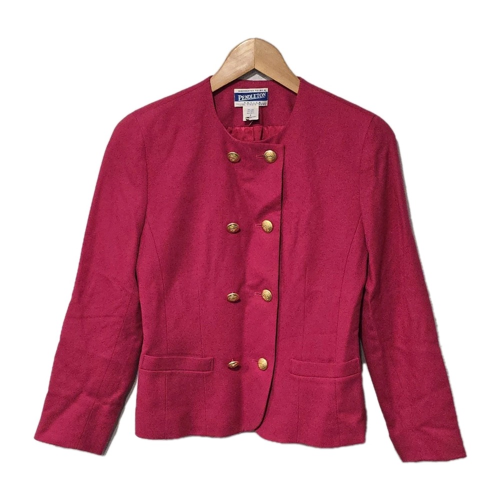 Vintage Pendleton Petite Pink Wool Blazer – Women's Size 2 – Made in USA
